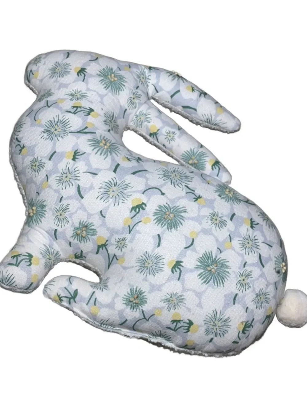 Elegant Floral Bunny Throw Pillow - Cream and Multicolored